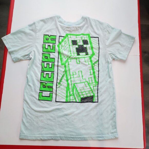 Mojang Minecraft short sleeve T-shirt greenish white boys size XL (14-16) - Picture 3 of 8